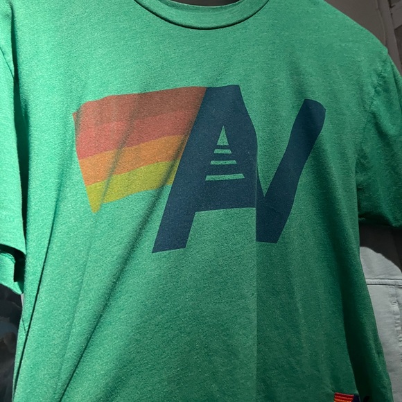 Aviator Nation Green Tee with Rainbow Graphic - Picture 2 of 4